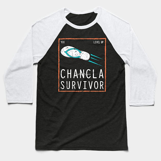 Chancla Survivor Funny Spanish Mexican Culture Baseball T-Shirt by levitskydelicia